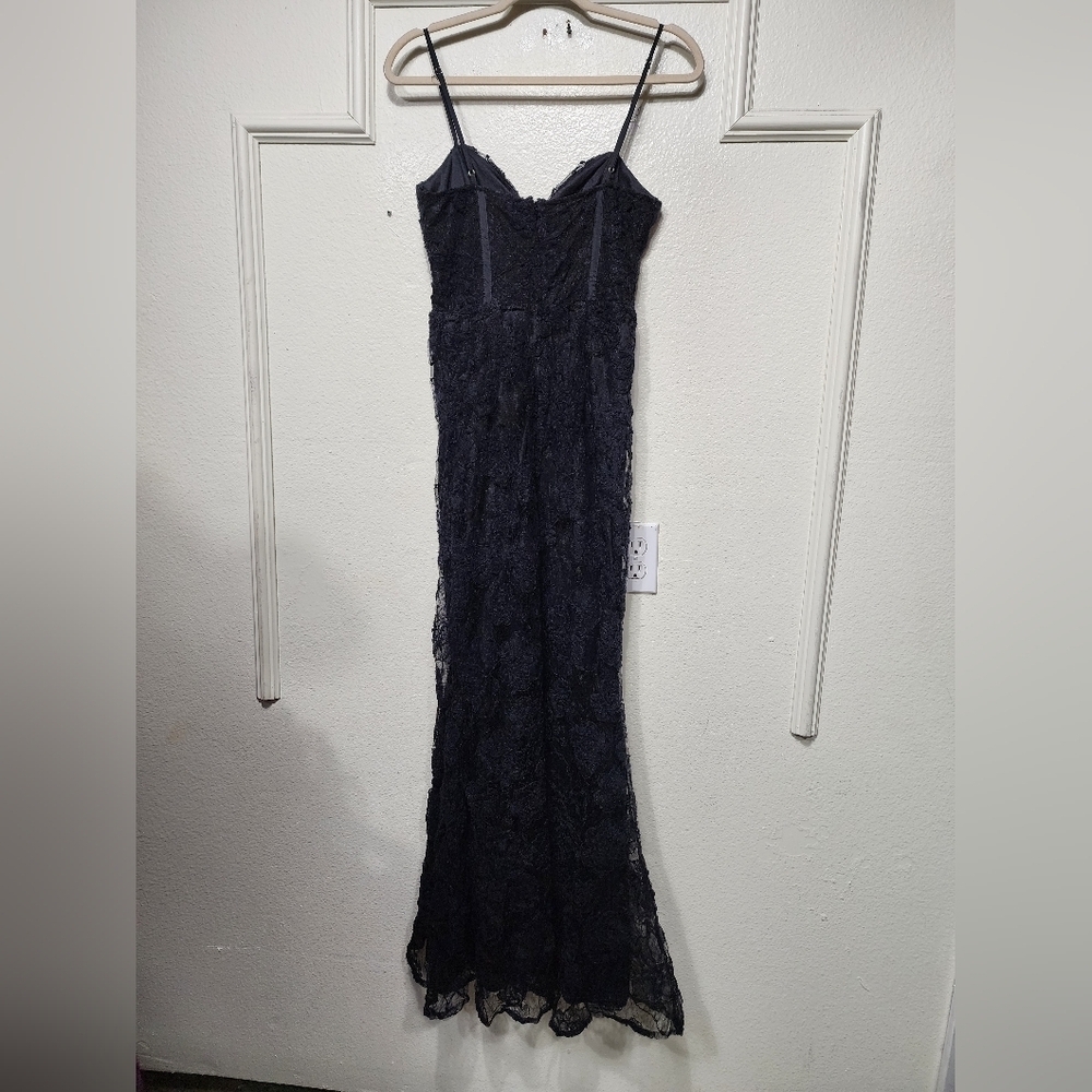 Lulus Sultry Direction Black Floral Lace Sheer Bustier Maxi Dress S Wedding - Picture 9 of 11